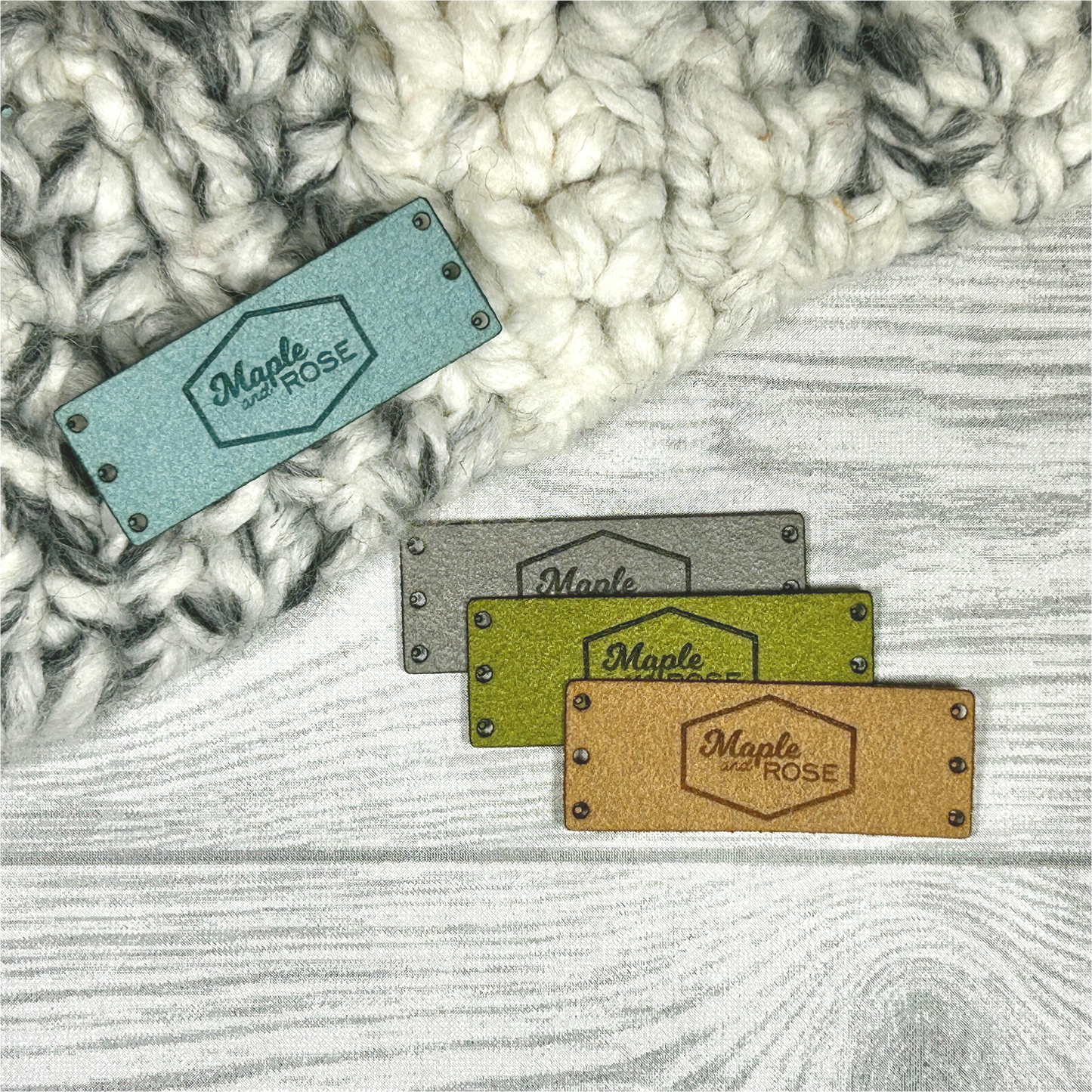 Suede Flat Lay tags