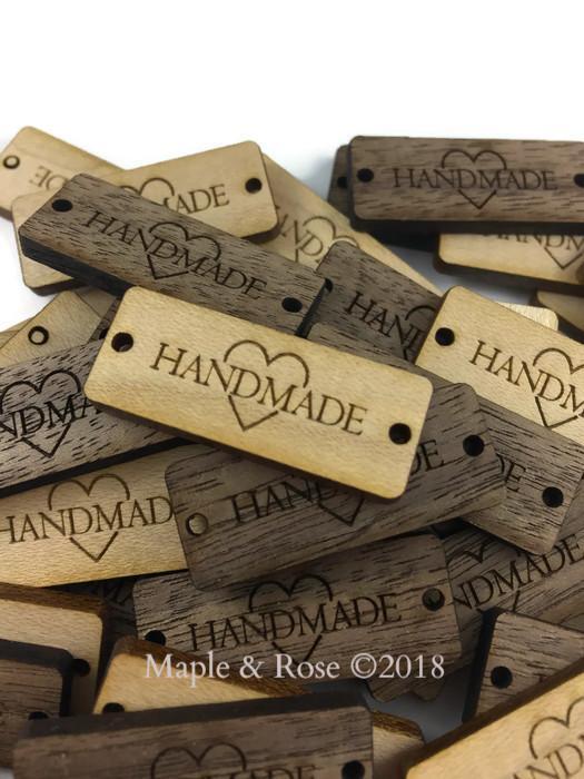 'HANDMADE' wood tags