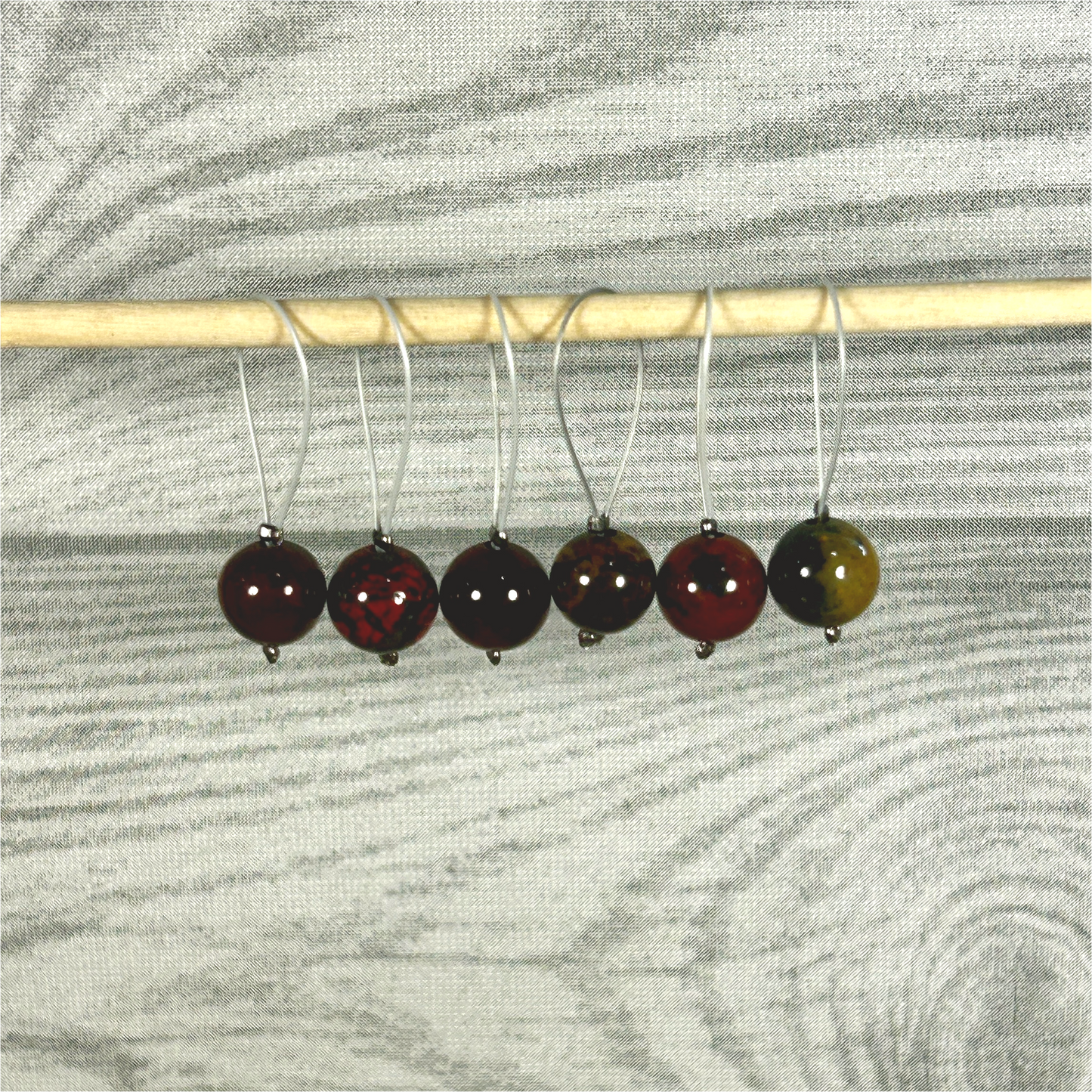 Red Garnet Bead Stitch Markers