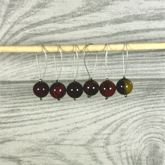 Red Garnet Bead Stitch Markers