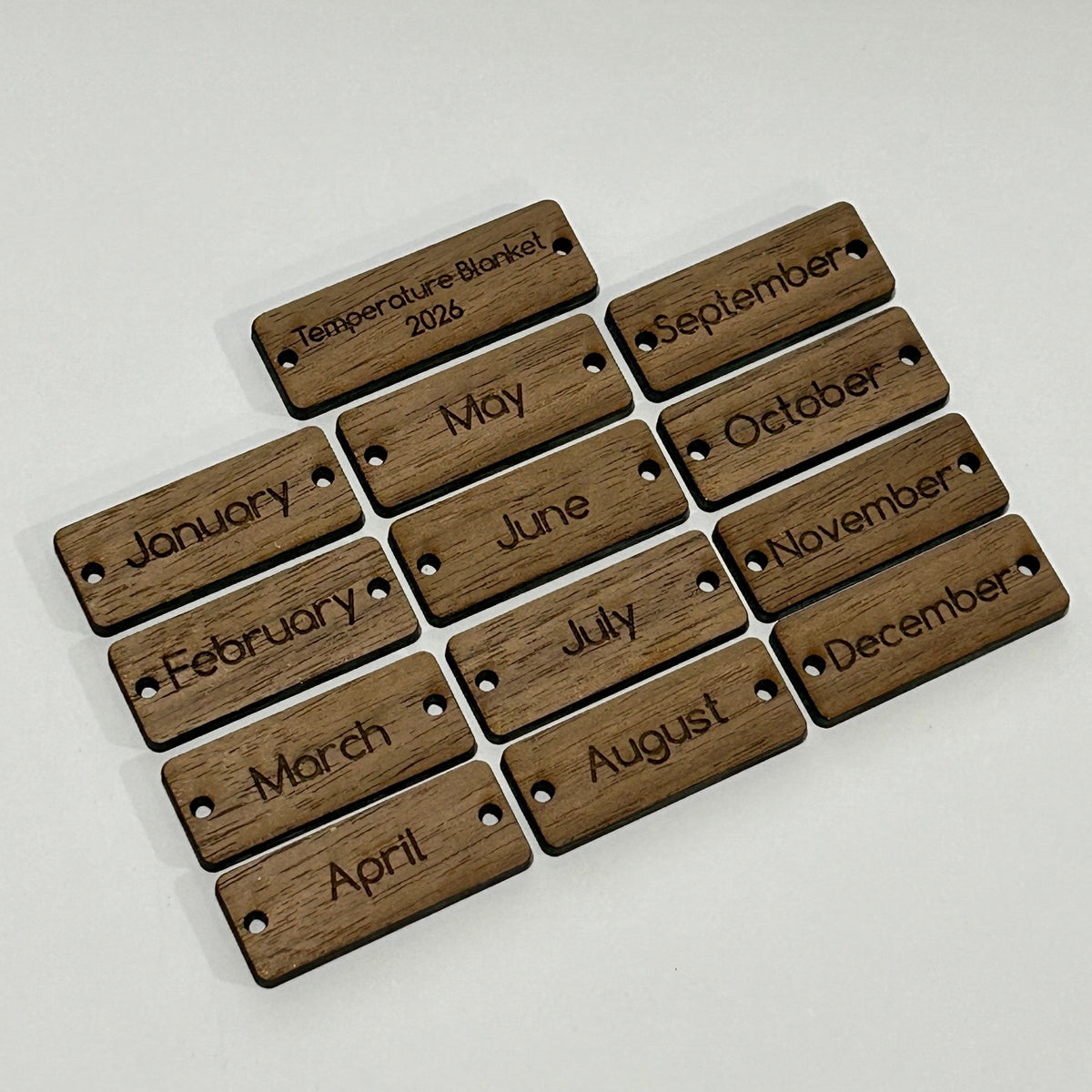Temperature Blanket Tags Wood