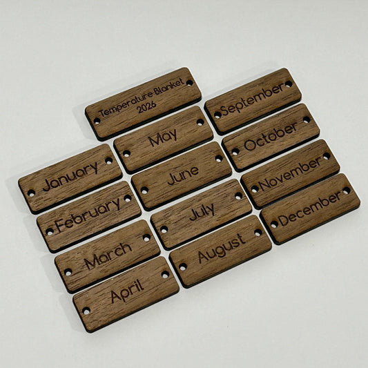 Temperature Blanket Tags Wood