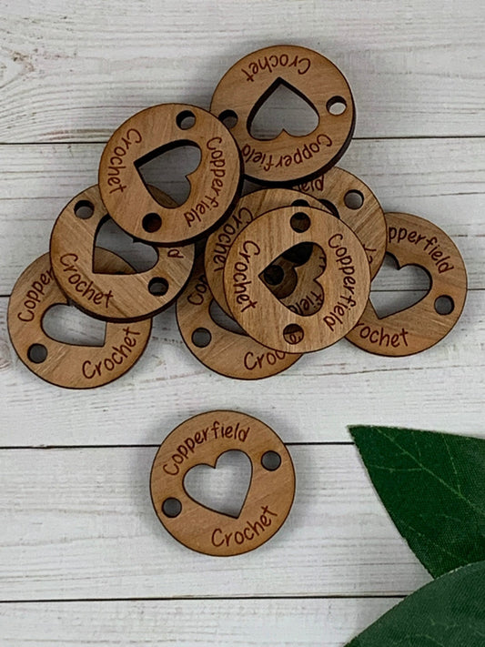 Custom 1" Circle Heart Tags