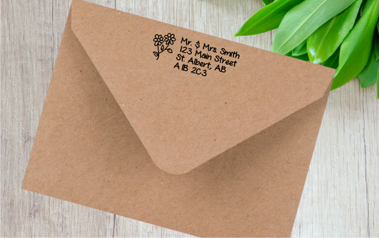 Double Flower Address Stamp